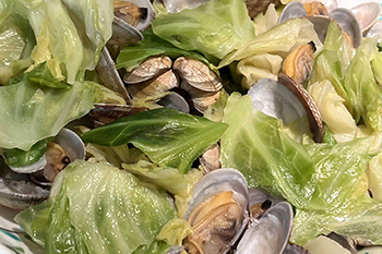 春キャベツとあさりの酒蒸し